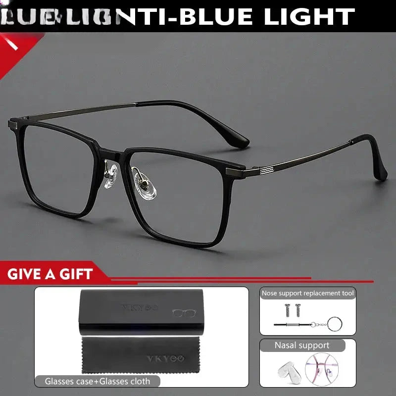 Men's Square Full Rim Titanium Reading Glasses 49306 — view 9 | Rx Spectacle
