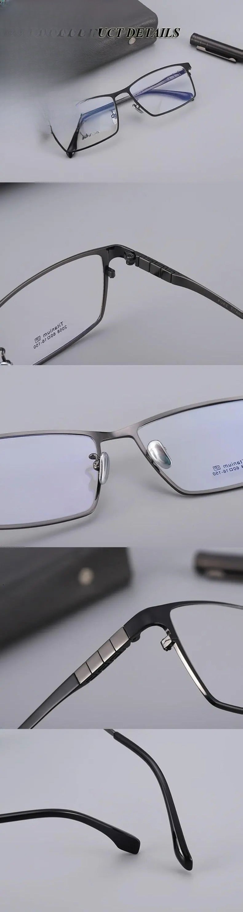 Men's Square Full Rim Titanium Prescription Glasses 2058 — view 11 | Rx Spectacle