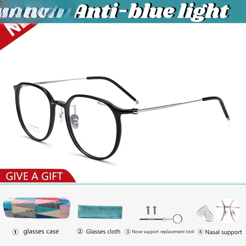 Women's Round Full Rim Titanium Reading Glasses 49104 — view 7 | Rx Spectacle
