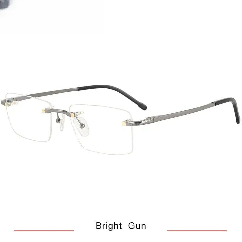 Men's Square Rimless Titanium Prescription Glasses 350023 — view 5 | Rx Spectacle