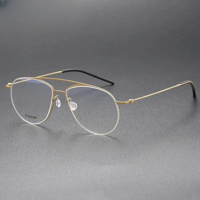 Men's Oval Full Rim Titanium Double Bridge Prescription Glasses 775507 — view 5 | Rx Spectacle