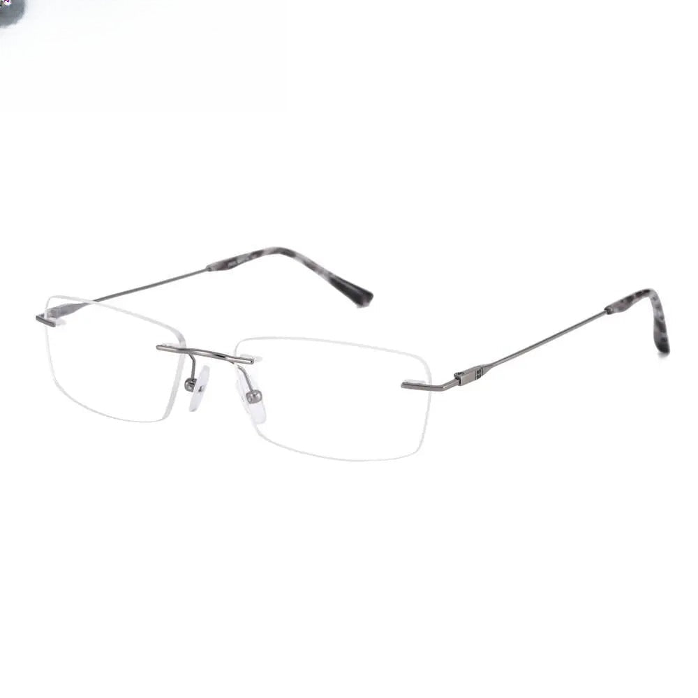 Unisex Square Rimless Titanium Prescription Glasses 2935 — view 2 | Rx Spectacle