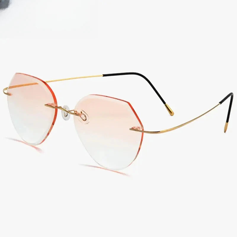 Women's Oval Rimless Titanium Flat Top Prescription Glasses 801876 — view 5 | Rx Spectacle