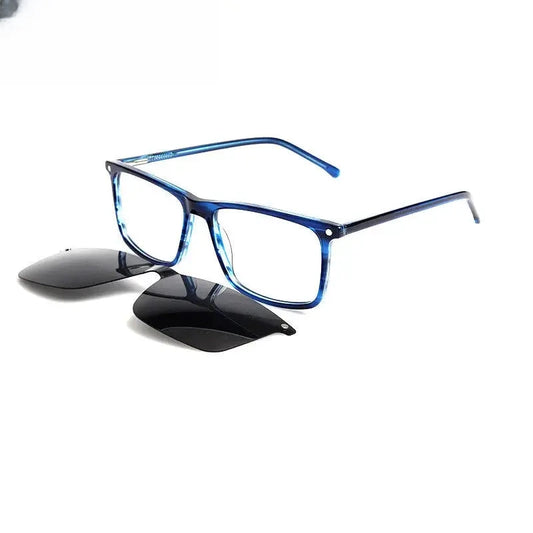 Unisex Square Full Rim Acetate Clip-On Prescription Glasses — view 1 | Rx Spectacle