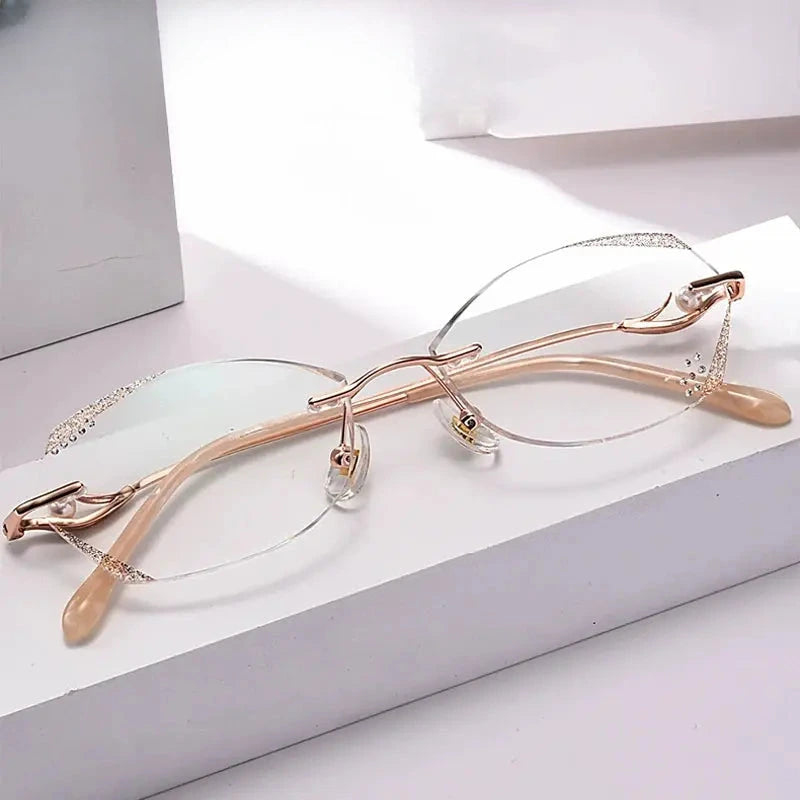 Women's Oval Rimless Titanium Prescription Glasses 88831 — view 1 | Rx Spectacle