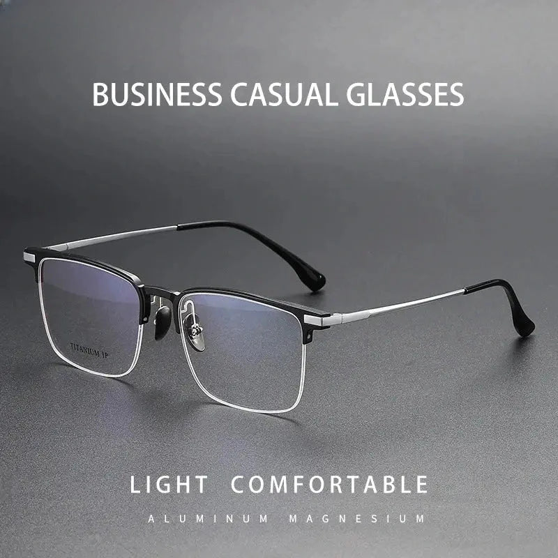 Unisex Square Semi-Rimless Titanium Reading Glasses V20261 — view 4 | Rx Spectacle
