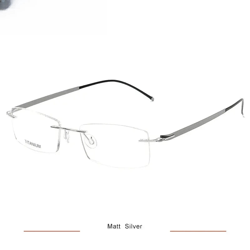 Unisex Square Rimless Titanium Prescription Glasses 316028 — view 3 | Rx Spectacle
