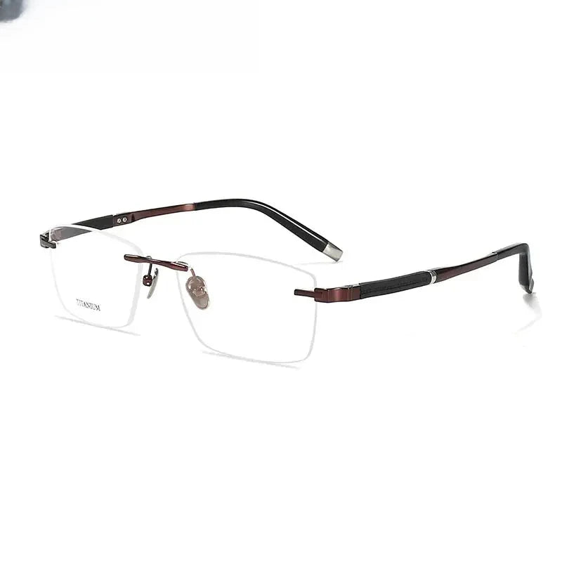 Men's Square Rimless Titanium Prescription Glasses 9058 — view 4 | Rx Spectacle