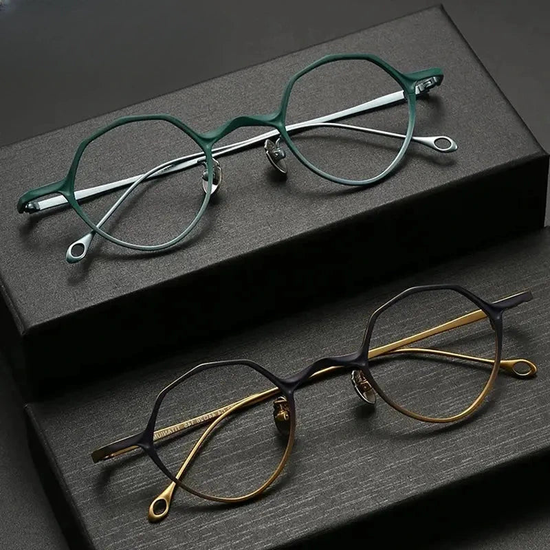 Unisex Irregular Full Rim Titanium Prescription Glasses 675973 — view 2 | Rx Spectacle