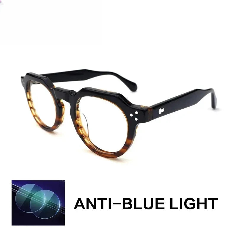 Unisex Round Full Rim Acetate Flat Top Reading Glasses Gx62207 — view 6 | Rx Spectacle