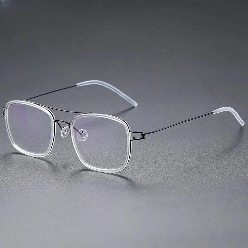Women's Square Full Rim Titanium Double Bridge Prescription Glasses 51138 — view 3 | Rx Spectacle