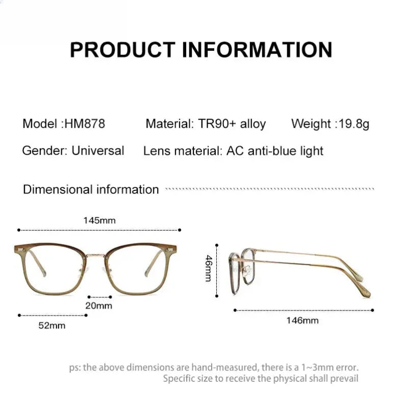 Unisex Square Full Rim TR90 Prescription Glasses 49878 — view 2 | Rx Spectacle