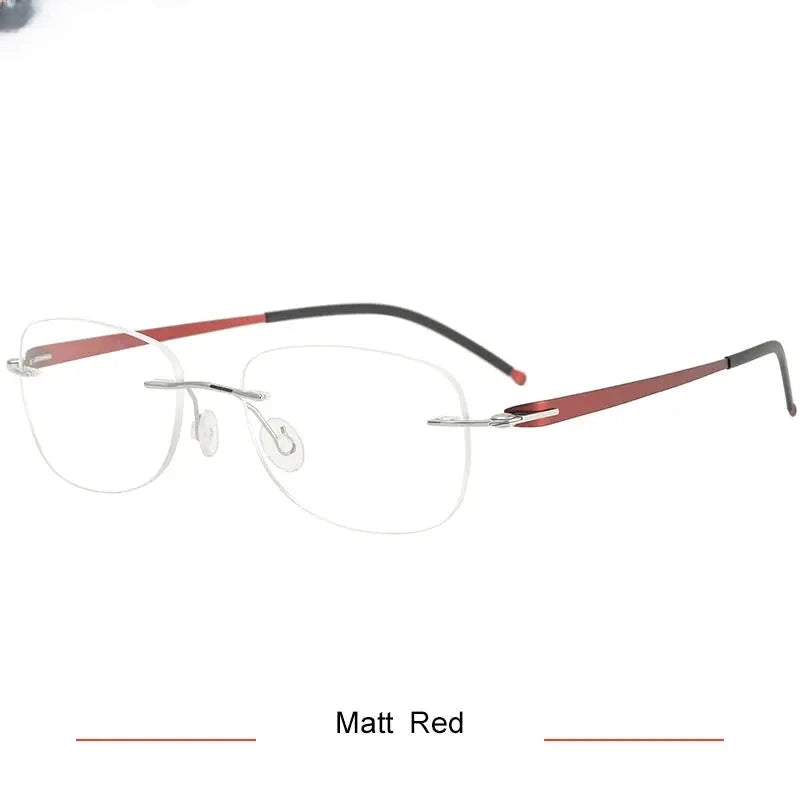 Women's Oval Rimless Titanium Flat Top Prescription Glasses 35004 — view 6 | Rx Spectacle