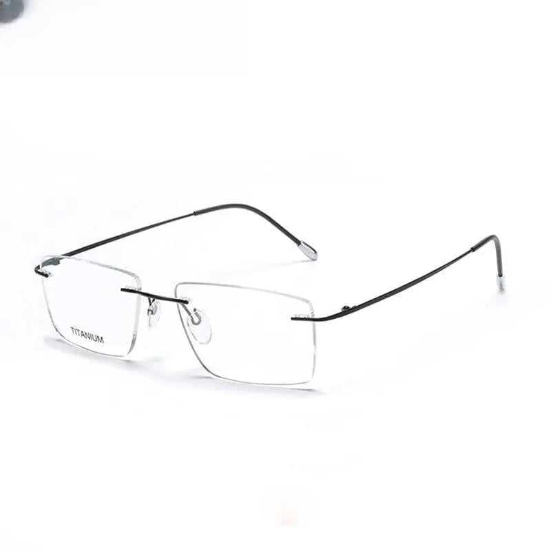 Unisex Square Rimless Titanium Prescription Glasses 16011 — view 13 | Rx Spectacle