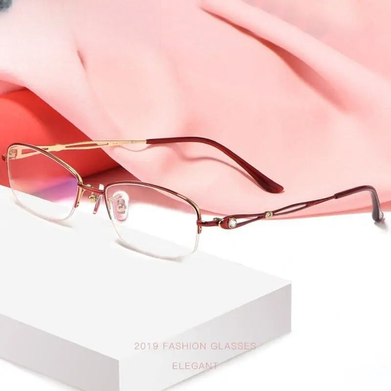 Women's Oval Semi-Rimless Titanium Prescription Glasses 86015 — view 6 | Rx Spectacle