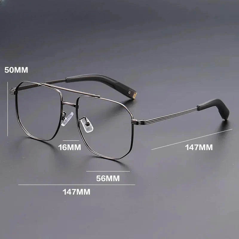 Unisex Square Full Rim Titanium Double Bridge Reading Glasses 760942 — view 2 | Rx Spectacle