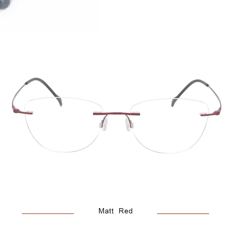 Unisex Cat Eye Rimless Titanium Screwless Prescription Glasses 16007 — view 4 | Rx Spectacle
