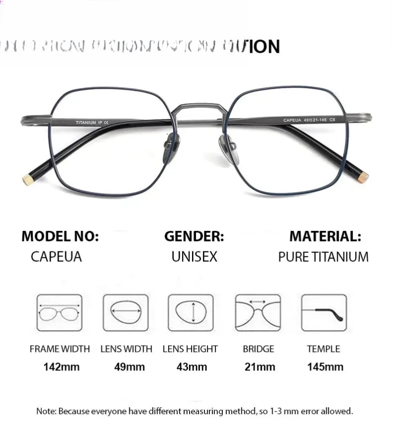 Unisex Polygon Full Rim Titanium Prescription Glasses 14221 — view 2 | Rx Spectacle
