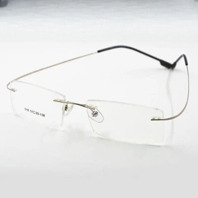 Unisex Square Rimless Titanium Prescription Glasses 2241 — view 1 | Rx Spectacle