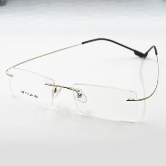 Unisex Square Rimless Titanium Prescription Glasses 2241 — view 1 | Rx Spectacle