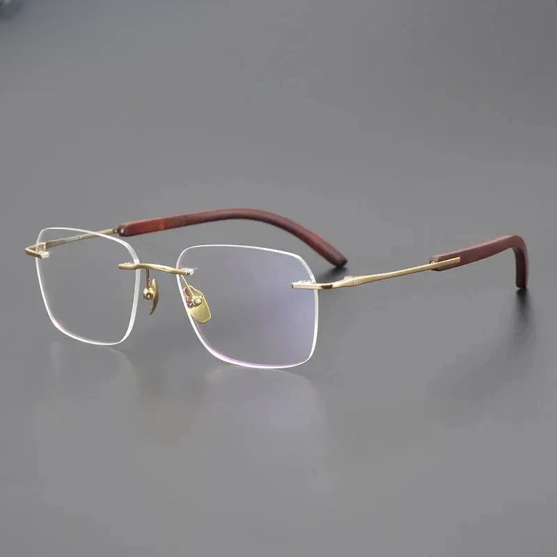 Unisex Square Rimless Titanium Prescription Glasses 723246 — view 3 | Rx Spectacle