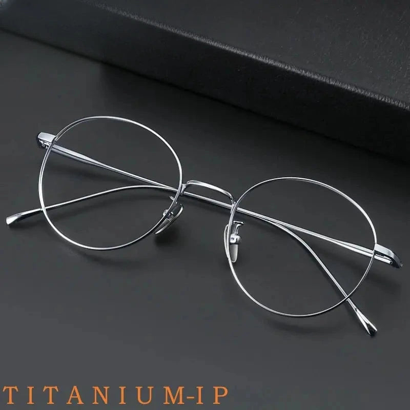 Unisex Round Full Rim Titanium Prescription Glasses Y1644 — view 1 | Rx Spectacle