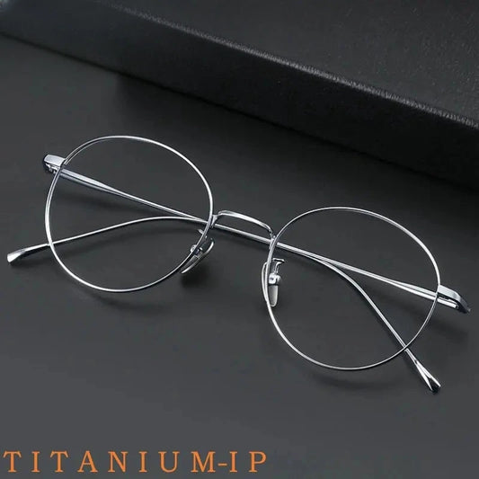 Unisex Round Full Rim Titanium Prescription Glasses Y1644 — view 1 | Rx Spectacle