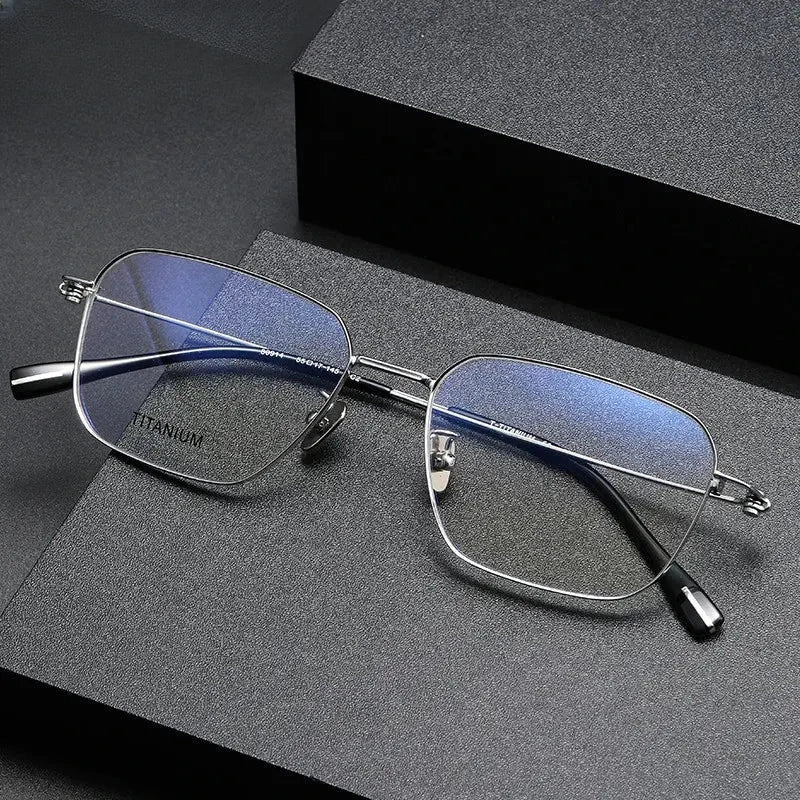 Men's Square Rimless Titanium Prescription Glasses 80914 — view 1 | Rx Spectacle