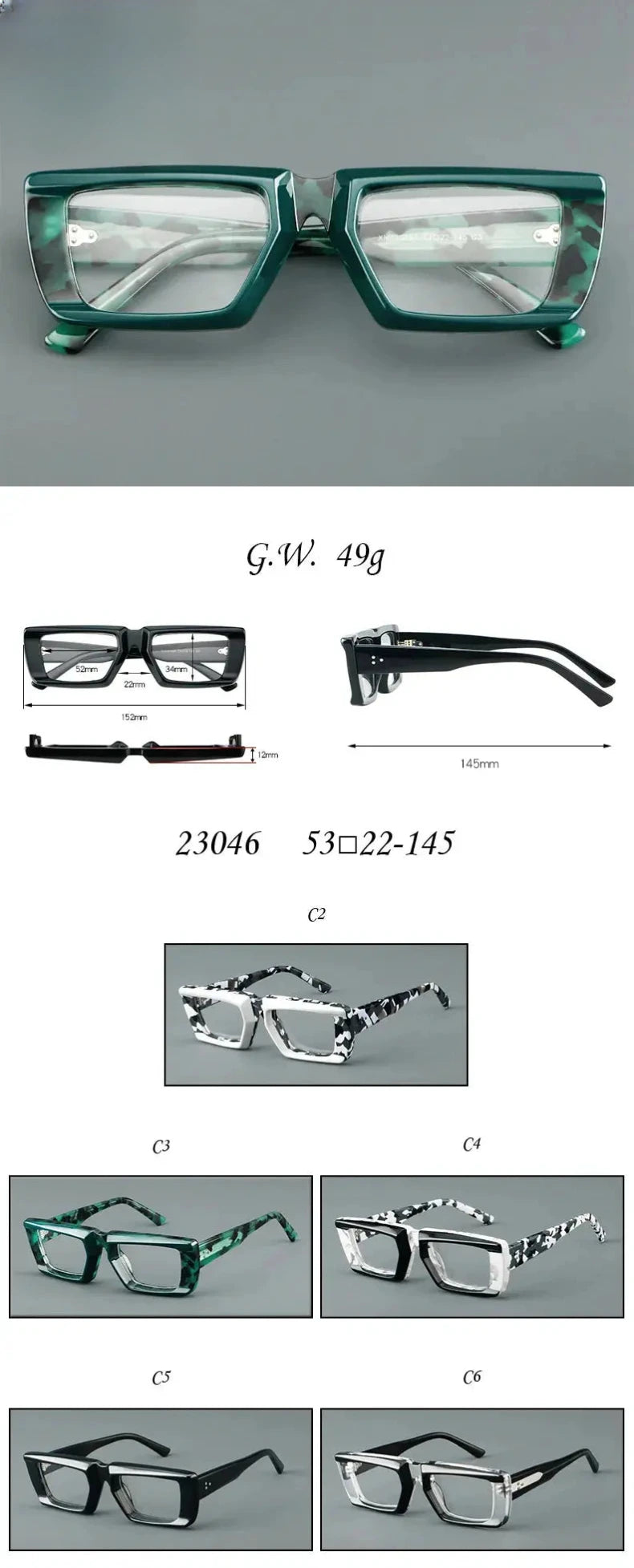 Unisex Browline Full Rim Acetate Reading Glasses 623046 — view 2 | Rx Spectacle