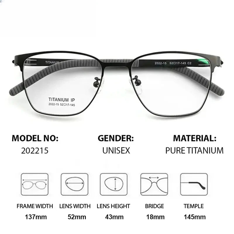 Women's Square Full Rim Titanium Screwless Prescription Glasses 202215 — view 2 | Rx Spectacle
