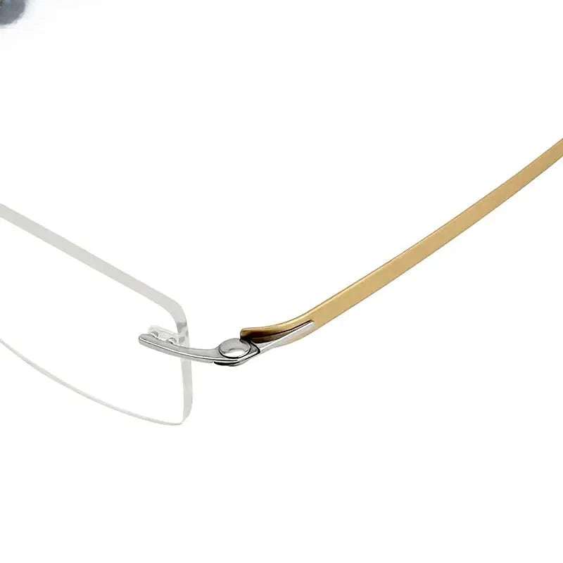 Unisex Square Rimless Titanium Screwless Prescription Glasses 5001 — view 4 | Rx Spectacle