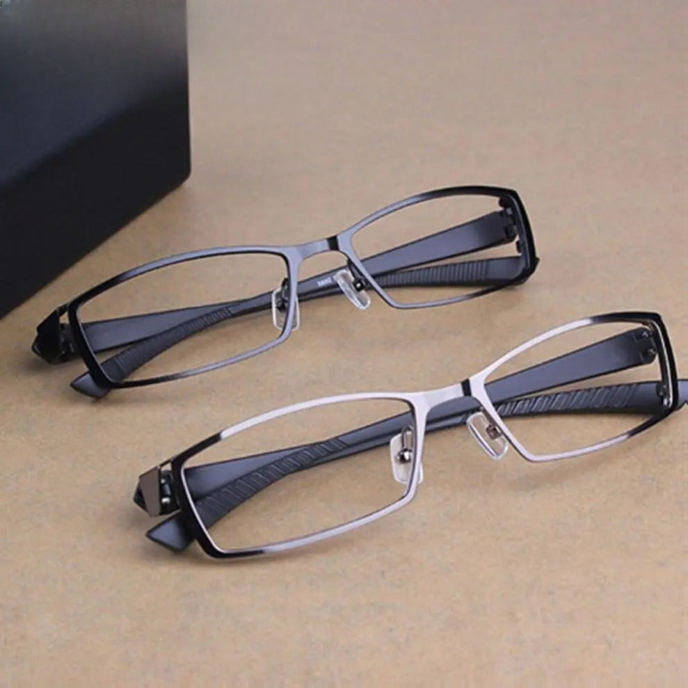 Men's Rectangular Full Rim Titanium Prescription Glasses 1976 — view 5 | Rx Spectacle