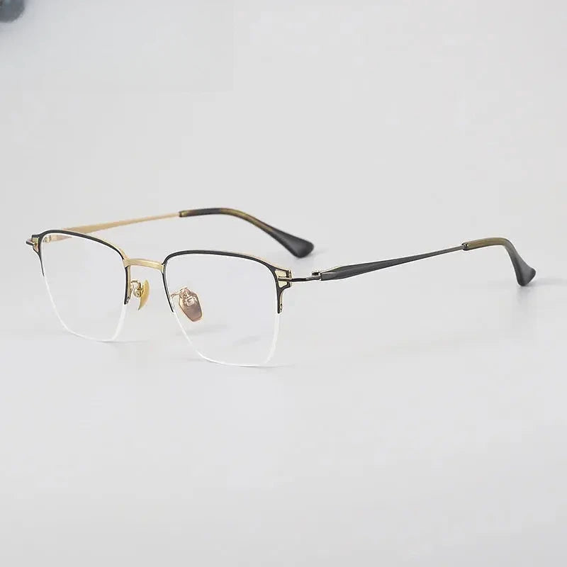 Unisex Polygon Semi-Rimless Titanium Oversized Prescription Glasses 881485 — view 4 | Rx Spectacle