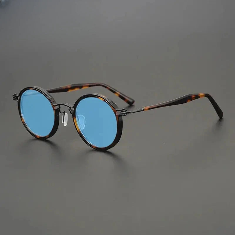 Unisex Round Full Rim Titanium Prescription Glasses Mo10 — view 32 | Rx Spectacle