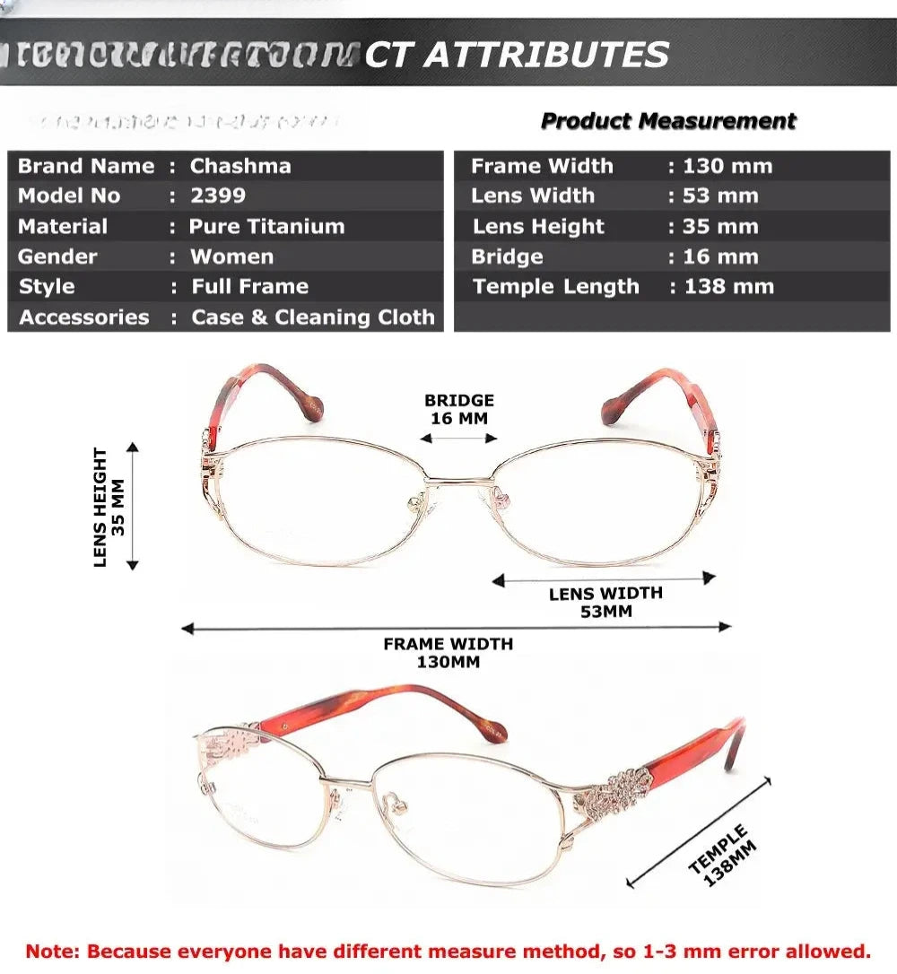Women's Oval Full Rim Titanium Prescription Glasses 772399 — view 2 | Rx Spectacle