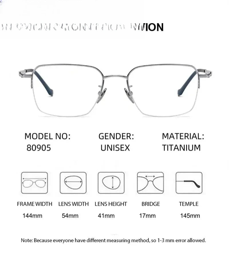 Unisex Square Semi-Rimless Titanium Prescription Glasses 680905 — view 2 | Rx Spectacle