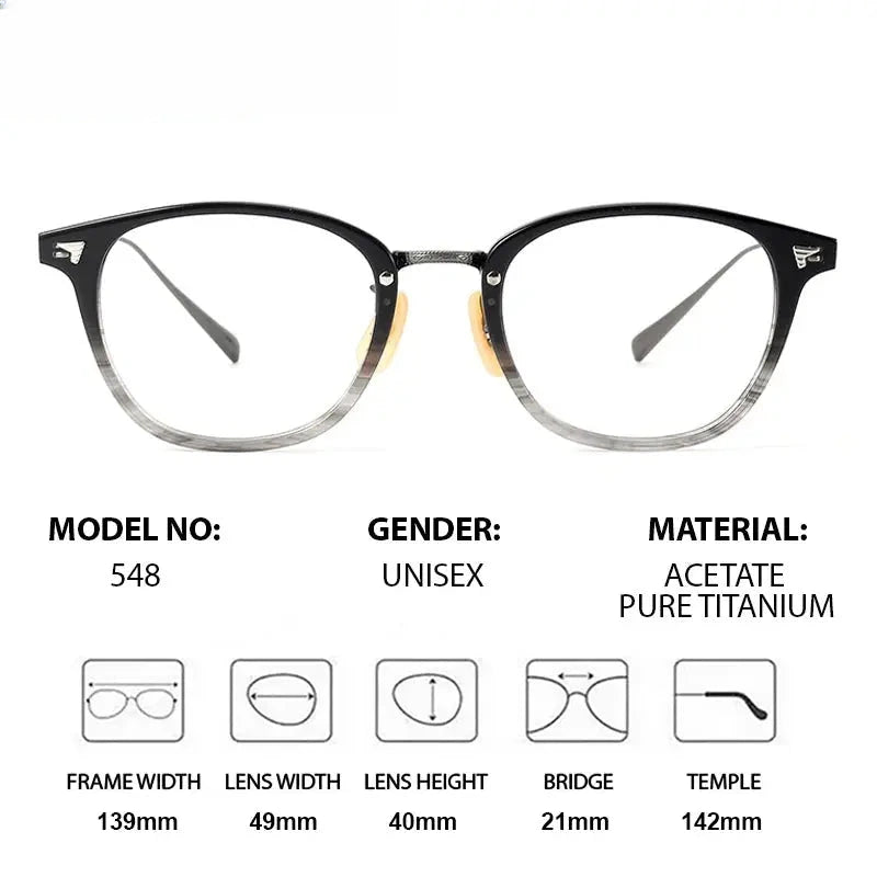Unisex Square Full Rim Titanium Prescription Glasses 936548 — view 3 | Rx Spectacle