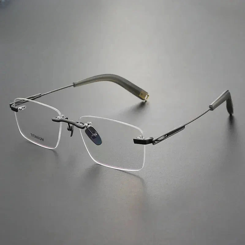 Women's Square Rimless Titanium Prescription Glasses 572312 — view 5 | Rx Spectacle