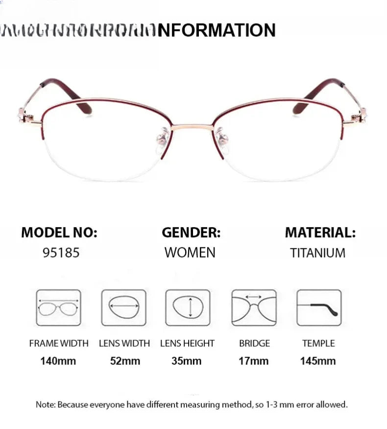 Women's Oval Semi-Rimless Titanium Prescription Glasses 951856 — view 2 | Rx Spectacle