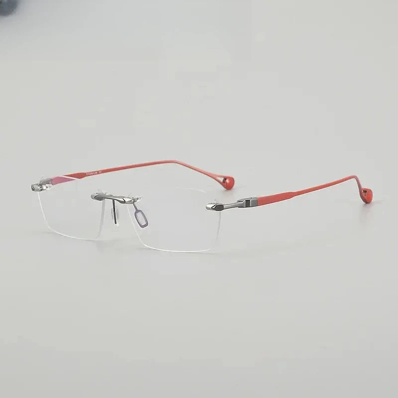 Unisex Polygon Rimless Titanium Prescription Glasses 611307 — view 5 | Rx Spectacle