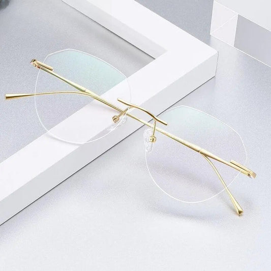 Women's Round Rimless Titanium Prescription Glasses 3018 — view 1 | Rx Spectacle