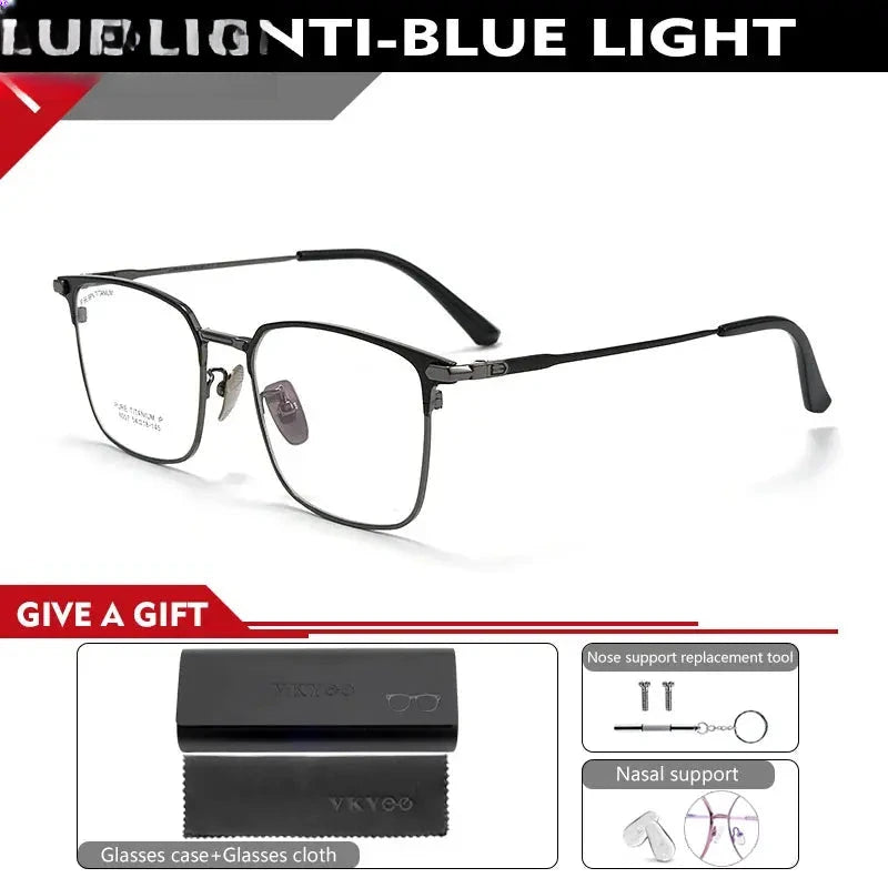 Unisex Square Full Rim Titanium Reading Glasses 80072 — view 4 | Rx Spectacle
