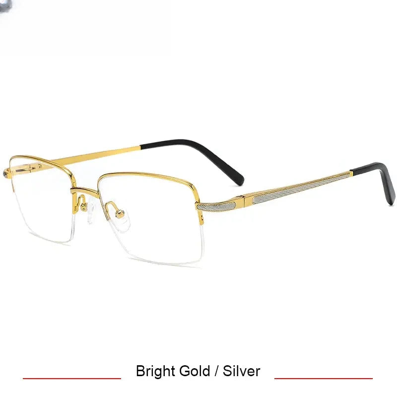 Men's Square Semi-Rimless Titanium Oversized Prescription Glasses 750022 — view 3 | Rx Spectacle