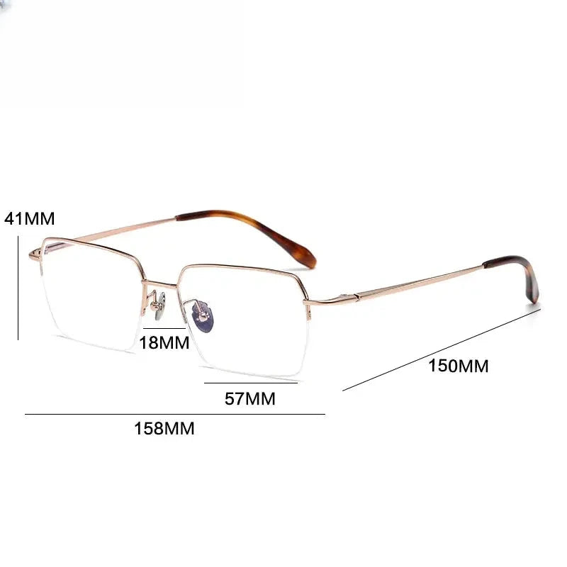 Unisex Polygon Semi-Rimless Titanium Oversized Prescription Glasses 726889 — view 2 | Rx Spectacle
