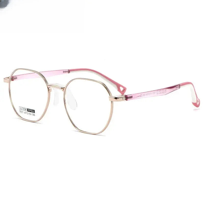 Unisex Polygon Full Rim Titanium Prescription Glasses 777511 — view 3 | Rx Spectacle