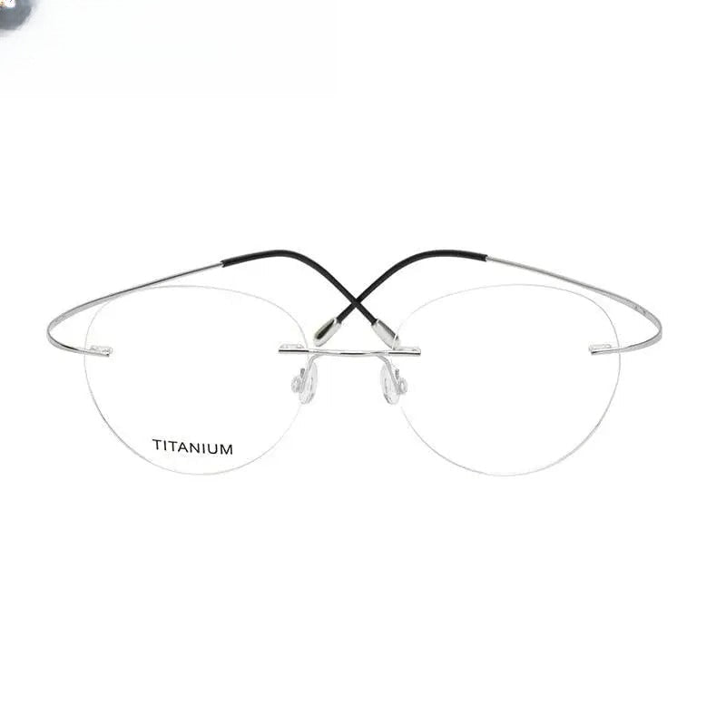 Unisex Round Rimless Titanium Prescription Glasses 16017 — view 3 | Rx Spectacle