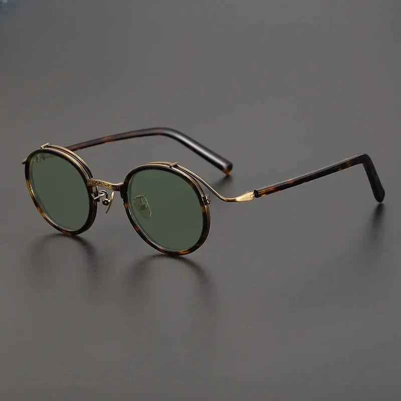 Unisex Round Full Rim Titanium Prescription Glasses Mo12 — view 10 | Rx Spectacle