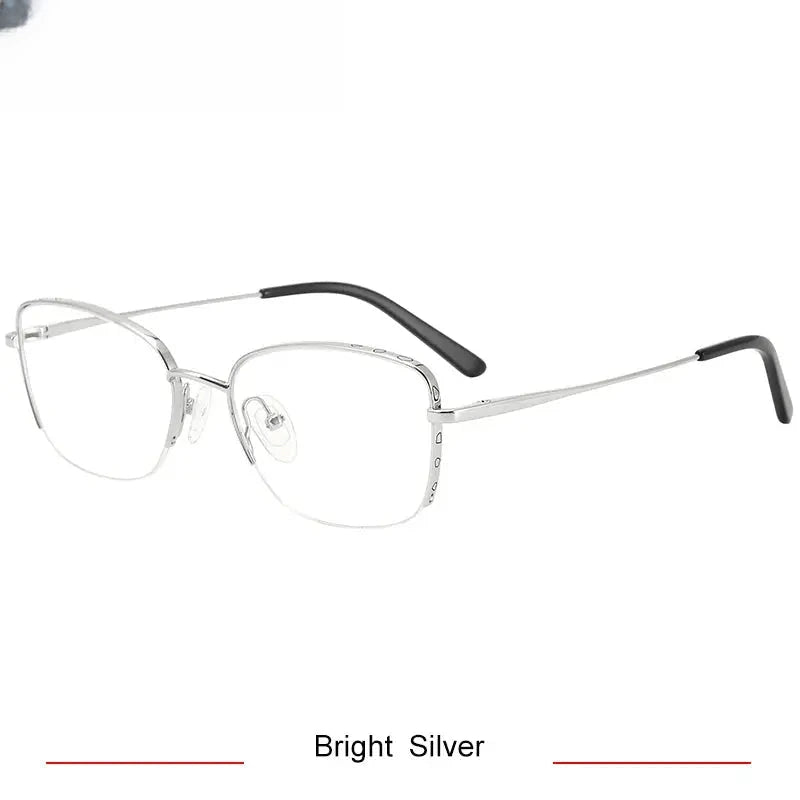 Women's Cat Eye Semi-Rimless Titanium Prescription Glasses 60311 — view 3 | Rx Spectacle