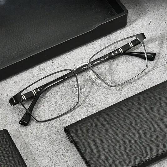 Unisex Polygon Full Rim Titanium Oversized Prescription Glasses 51109 — view 1 | Rx Spectacle