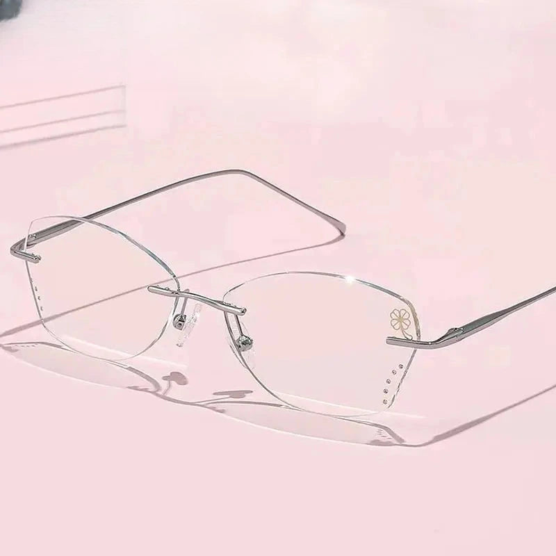 Women's Butterfly Rimless Titanium Prescription Glasses 318959 — view 1 | Rx Spectacle